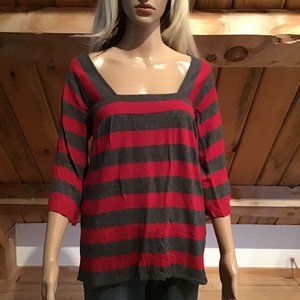 August Silk Wool/Silk Blend Stripe Top